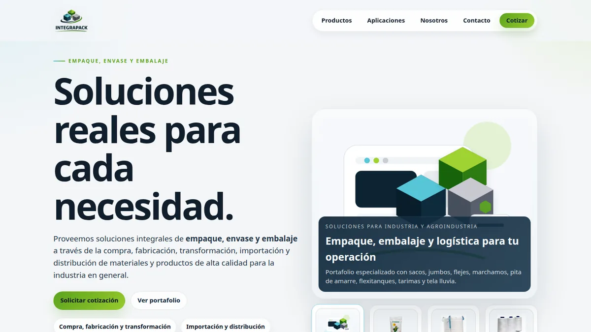 Portada del sitio de IntegraPack