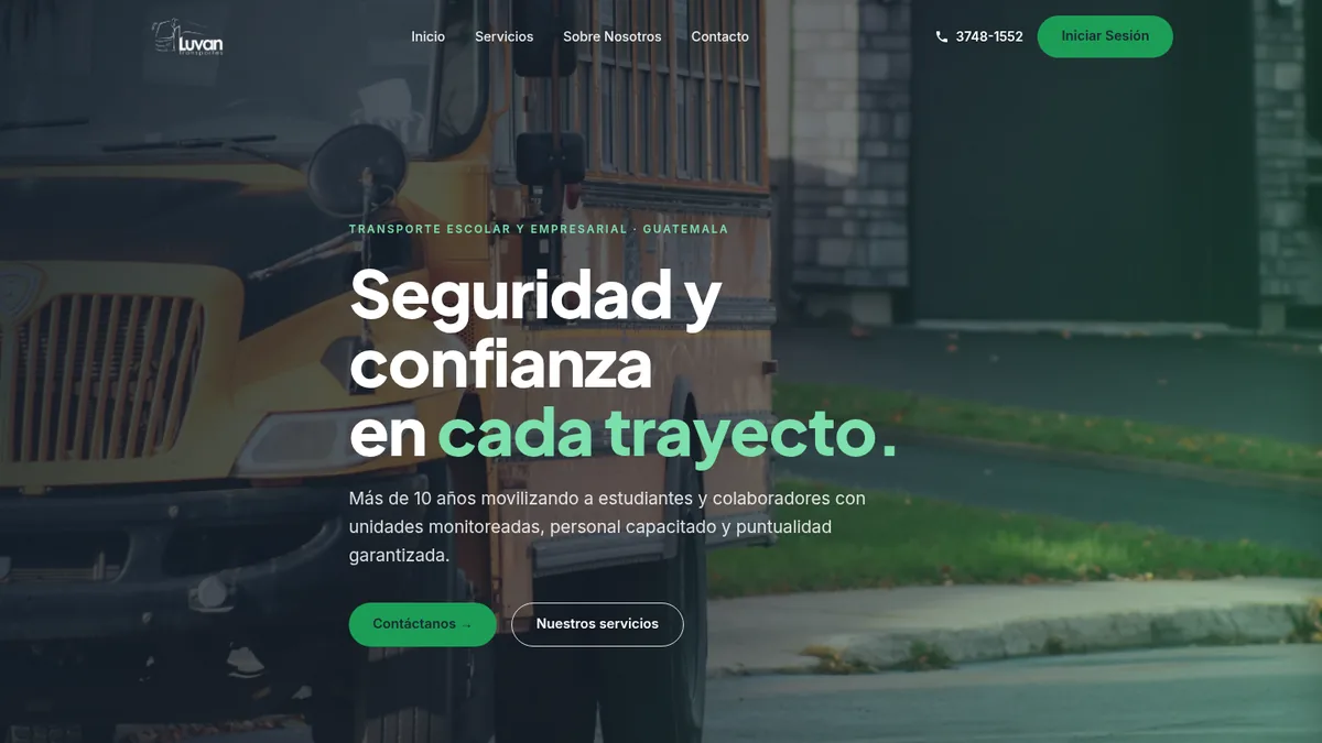 Portada del sitio de Transportes Luvan